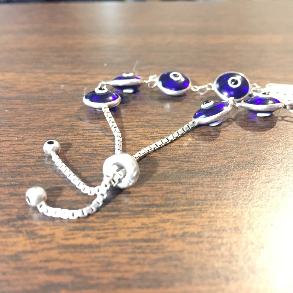 Sterling silver “evil eye” adjustable bracelet - Picture 3 of 4
